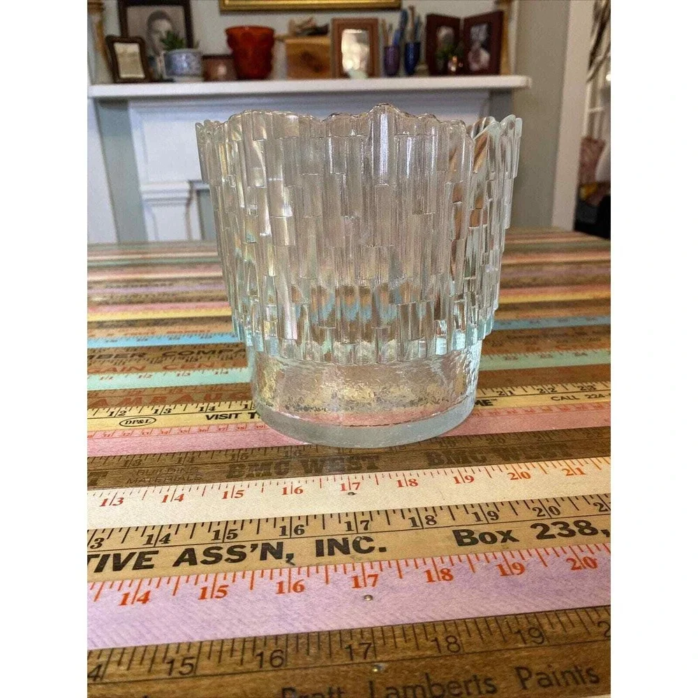 Vintage Champagne Bucket ICE Bucket Glass Fenton Kelonia Vase Bamboo Wedding MCM